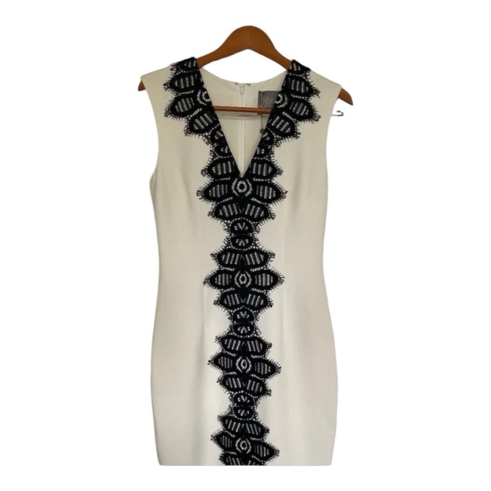 $1690.00 Lela Rose Ivory  Black‎ Lace Sheath  Dress, size  12    NWOT - Picture 2 of 8
